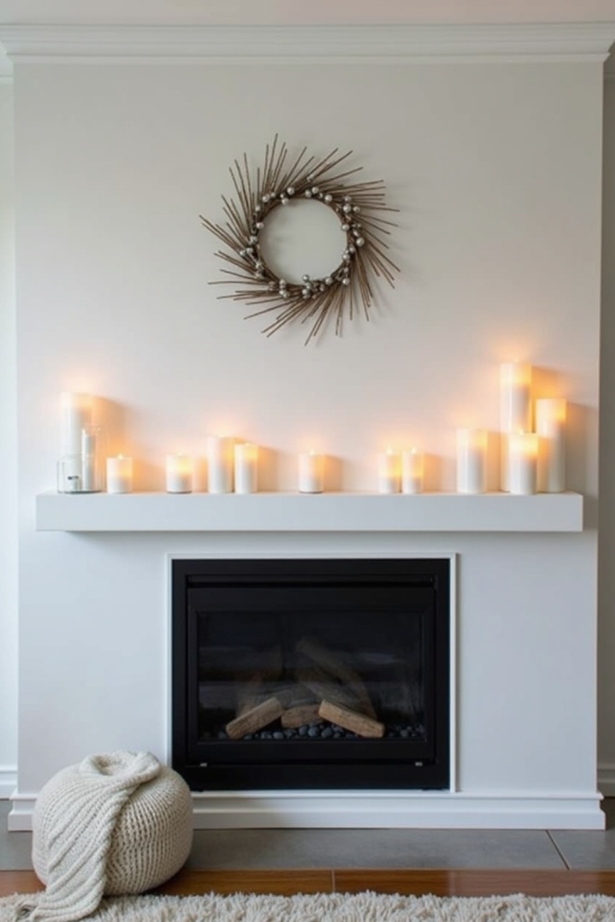 Festive home study area with mini evergreen garland, snow globes, and a cozy chair cushion.
